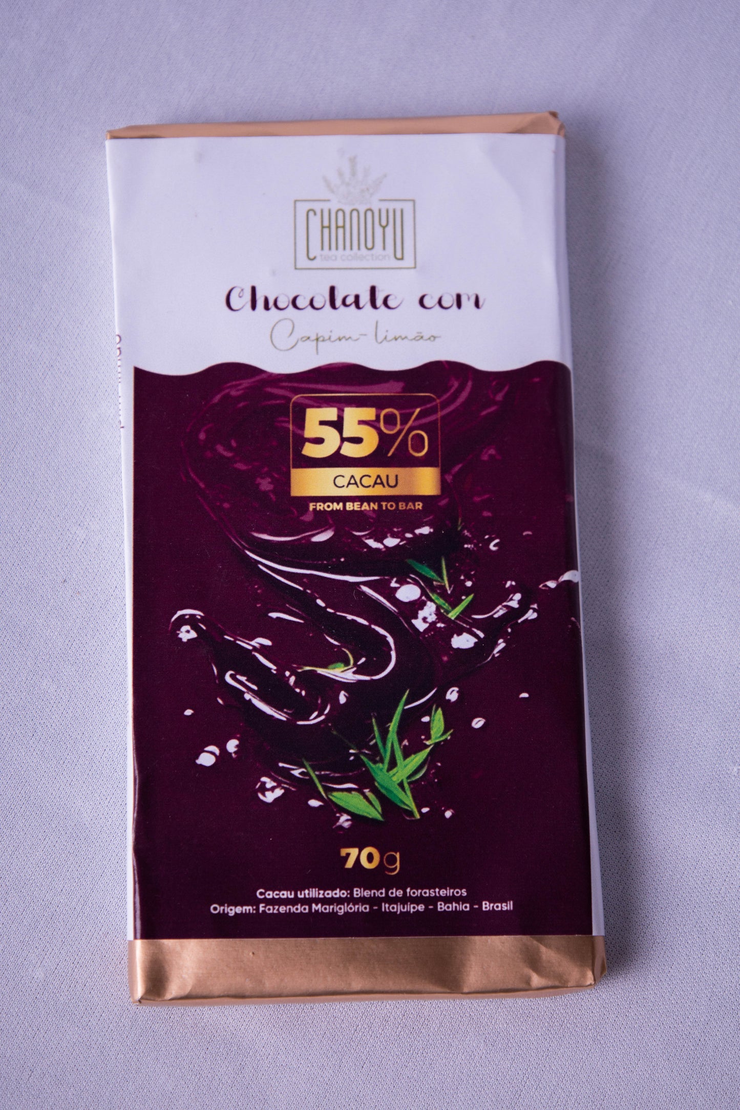 Chocolate com capim-limão 55% Cacau