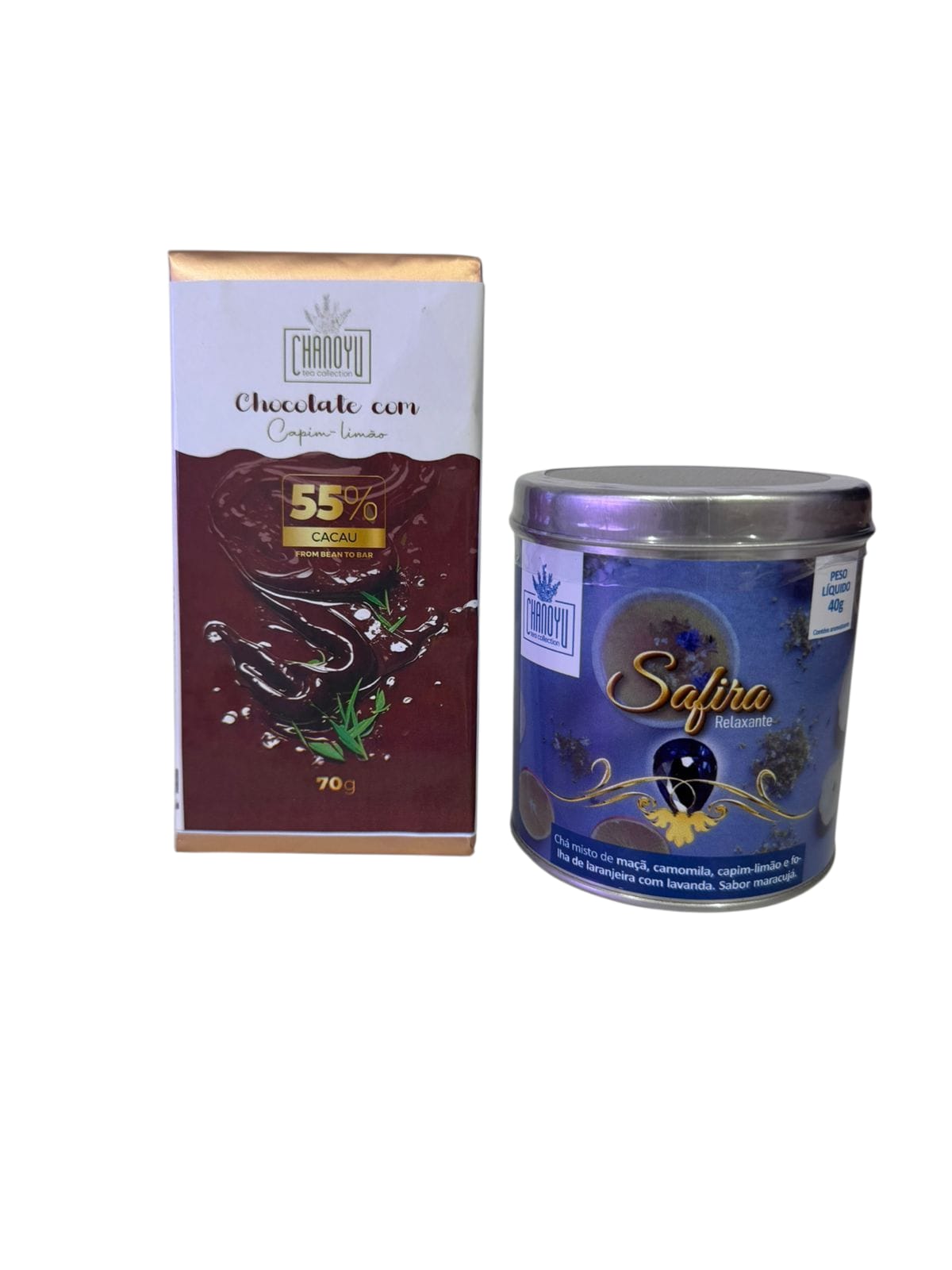 Kit Doce equilíbrio  Safira lata + chocolate capim-limão