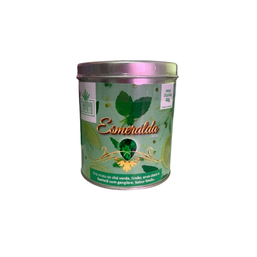 Chá Detox - Chá verde, limão erva-doce e hortelã - lata 40g