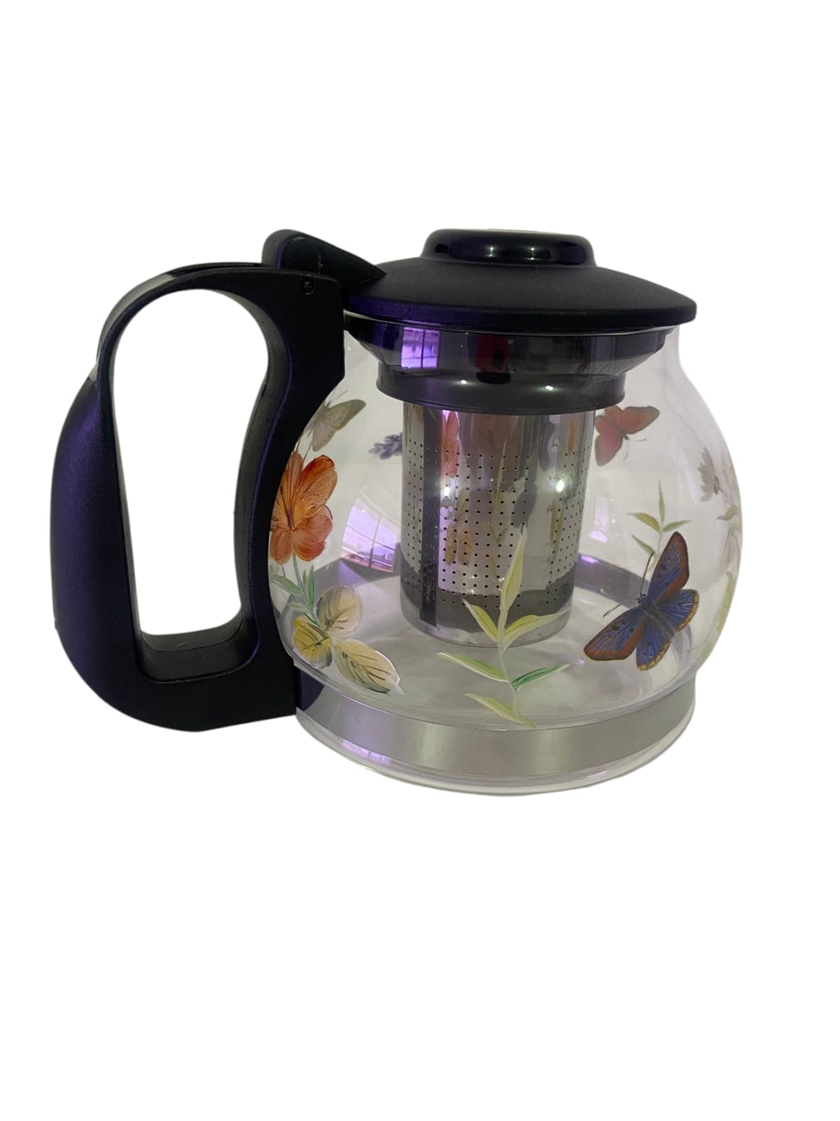 Chaleira de Vidro com Infusor em Inox 1,2 L – Pintada à Mão