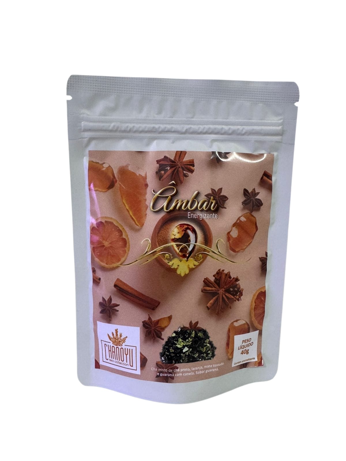 Ambar energizante refil - chá preto, laranja e mate tostado 40g
