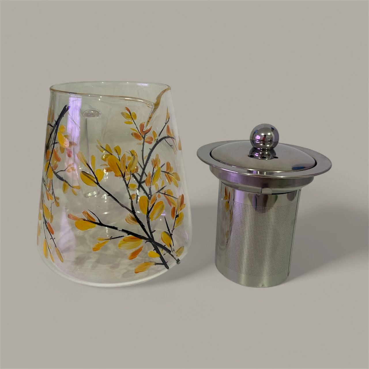 Chaleira de Vidro com Infusor 700 ml – Pintado à Mão