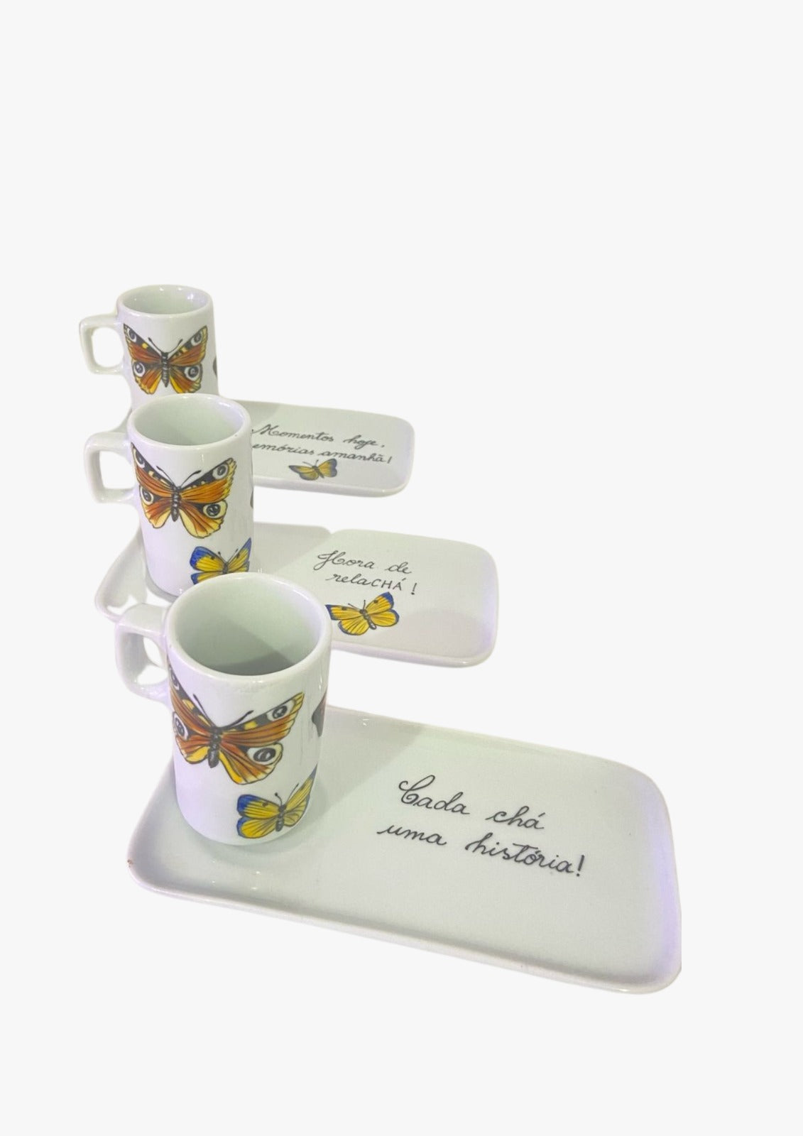 Conjunto Porcelana Xicara e Pires com Frases Motivacionais - Mesa Posta