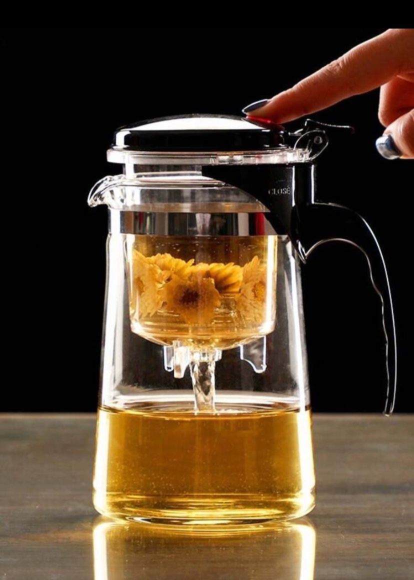Bule Chaleira de Vidro com Infusor Aço Inox para Chá 600ml