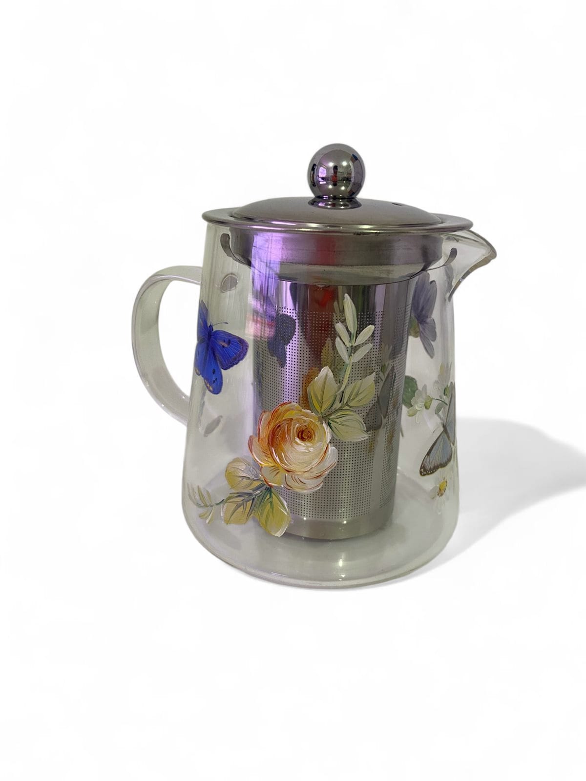 Chaleira de Vidro com Infusor 550 ml Girassol Pintado à Mão