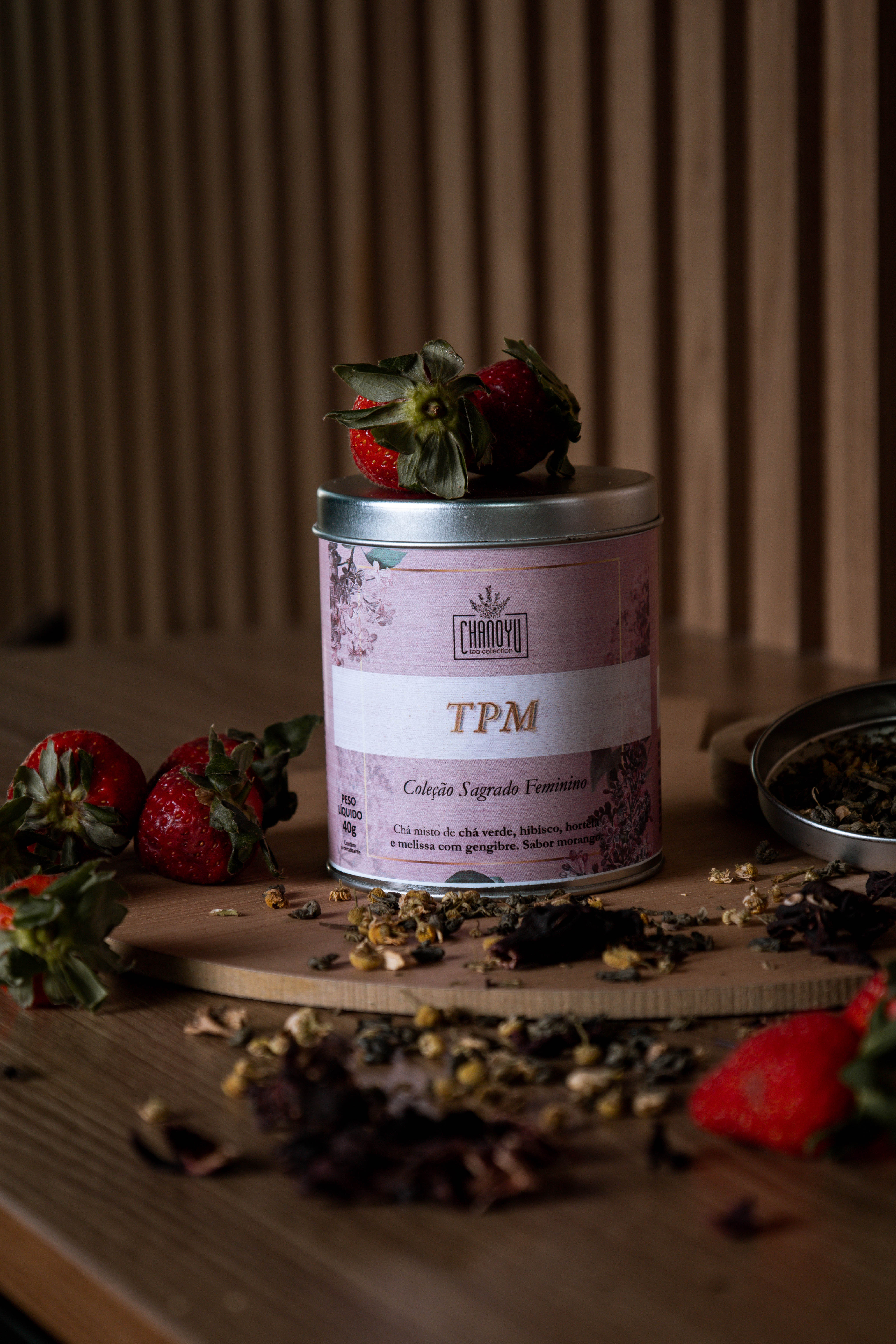 Chá TMP - hibisco, hortelã e melissa com gengibre (lata 40g)