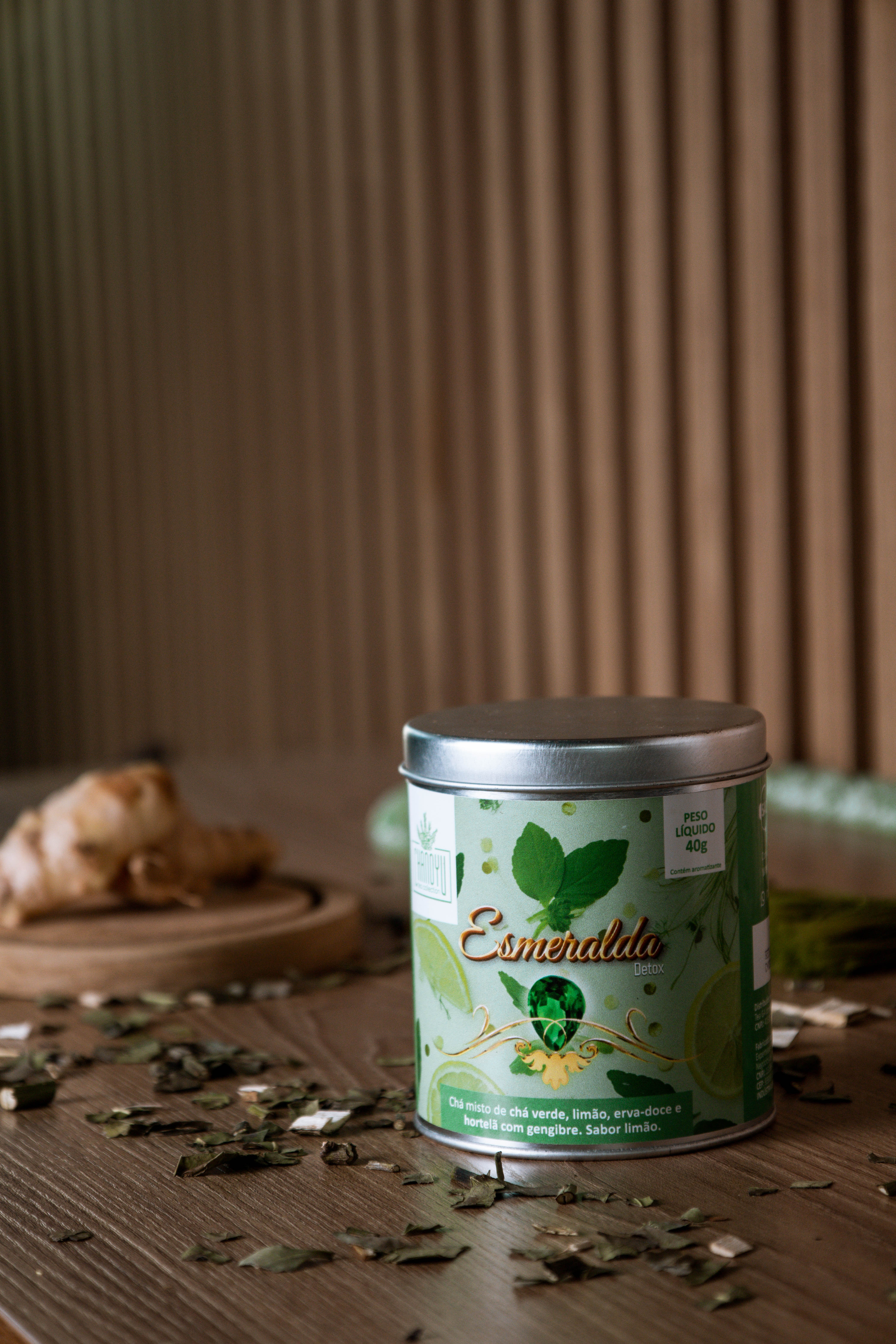 Chá Detox - Chá verde, limão erva-doce e hortelã - lata 40g
