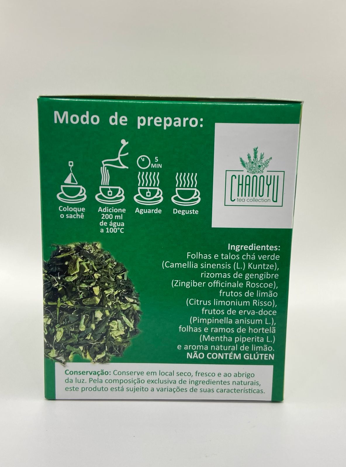 Chá Detox - chá verde, limão erva-doce e hortelã - Sabor Limão