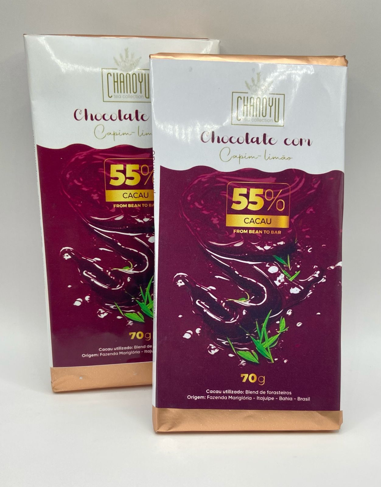 Chocolate com capim-limão 55% Cacau