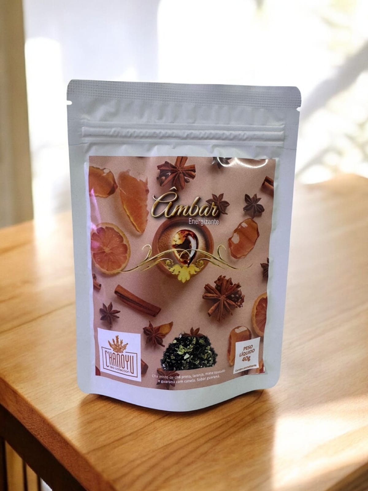 Ambar energizante refil - chá preto, laranja e mate tostado 40g