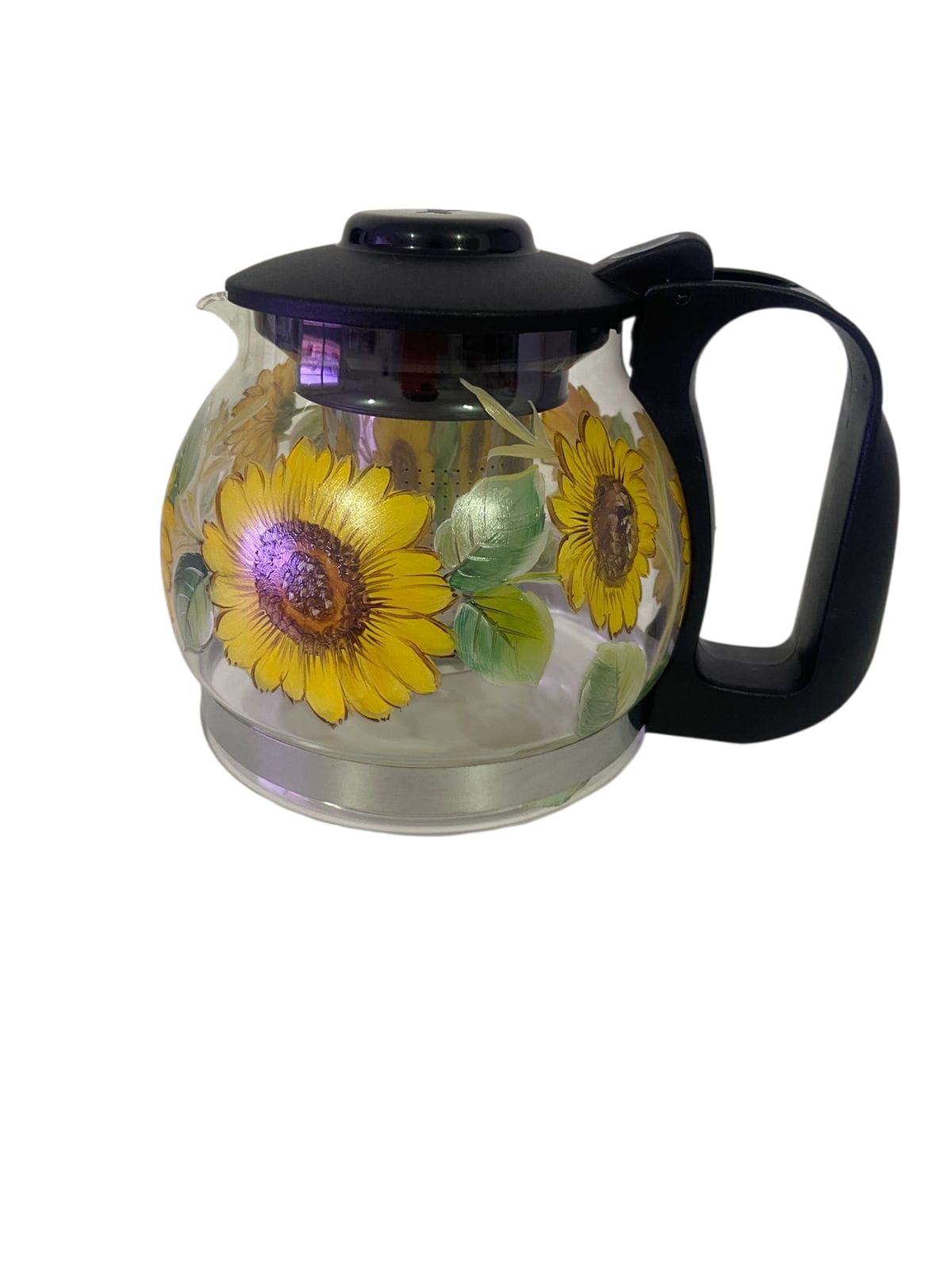 Chaleira de Vidro com Infusor em Inox 1,2 L – Pintada à Mão
