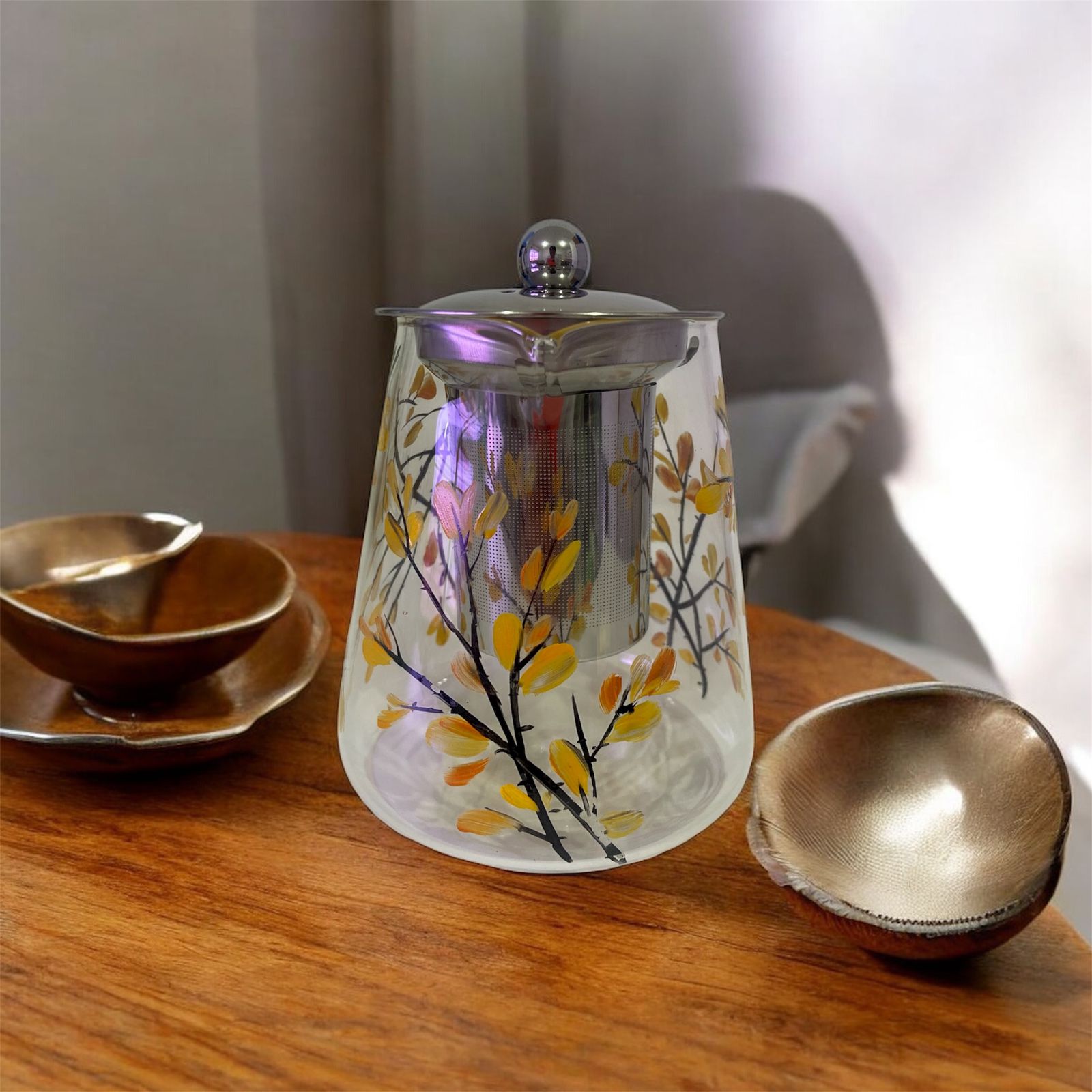 Chaleira de Vidro com Infusor 700 ml – Pintado à Mão